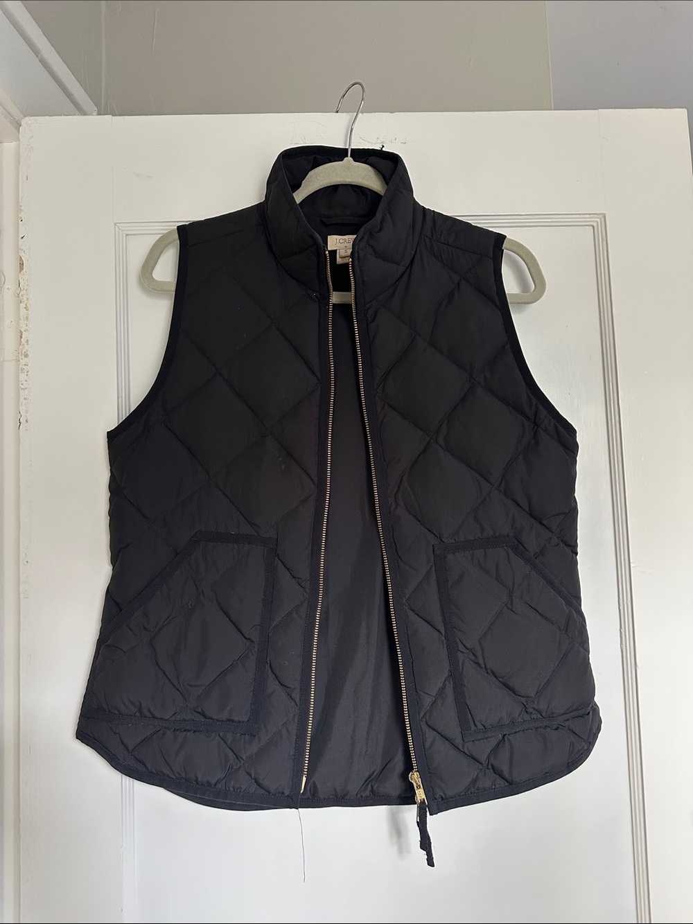 J. Crew Black Quilted Women's Vest with Stand Collar